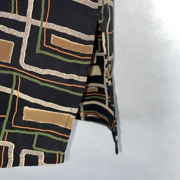Vintage Kathy Che Geometric Short Sleeve Button Down Blouse Top Medium EUC - Picture 4 of 5